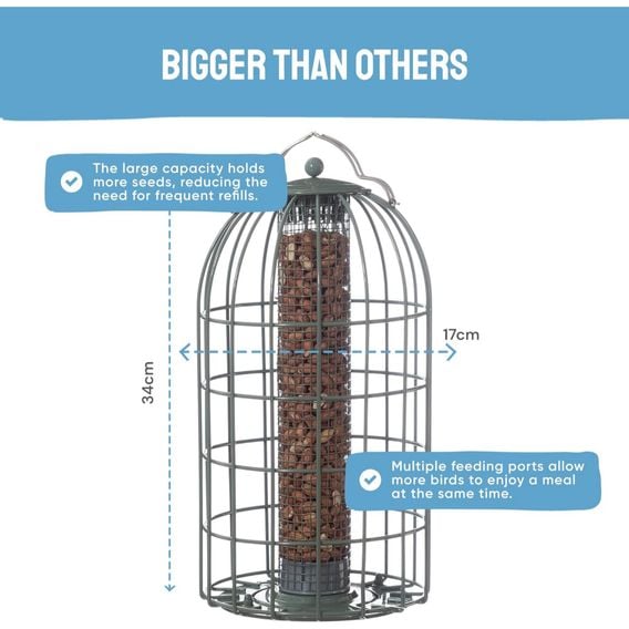 The Nuttery Squirrel-Proof Original Nut Feeder Ocean Green